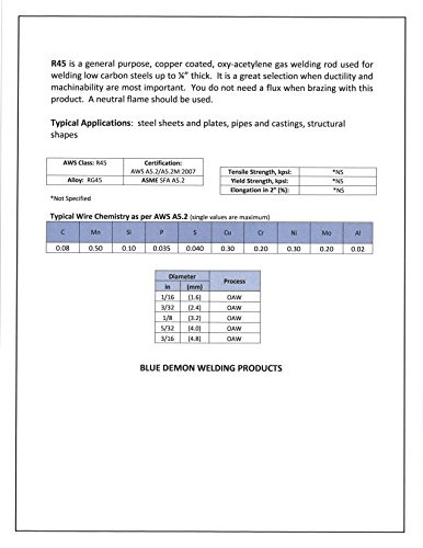 RG-45 5 Lb - 36/" x 1//16/" Oxy-Acetylene Carbon Steel Welding Rod R45