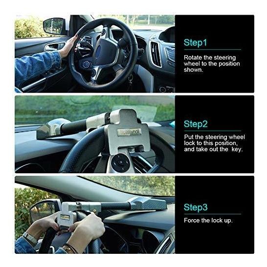 bloqueo de alarma en T Bloqueo antirrobo de seguridad universal para volante de coche antirrobo Blueshyhall