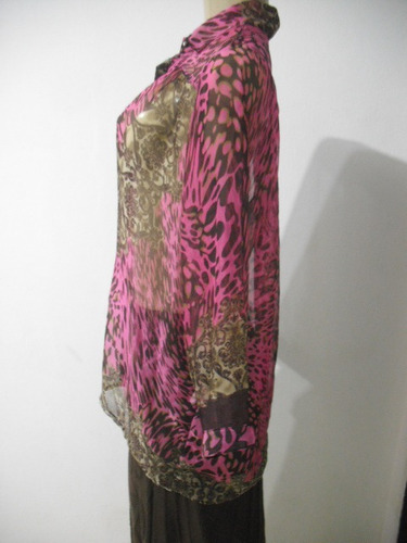 blusa bata estampada transparencia