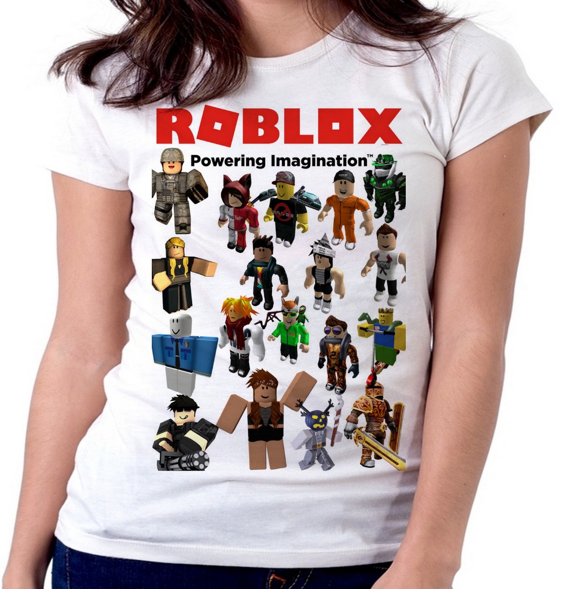 Blusa Camiseta Feminina Baby Look Roblox Skins Personagens R 49 99 Em Mercado Livre - camisas femininas do roblox