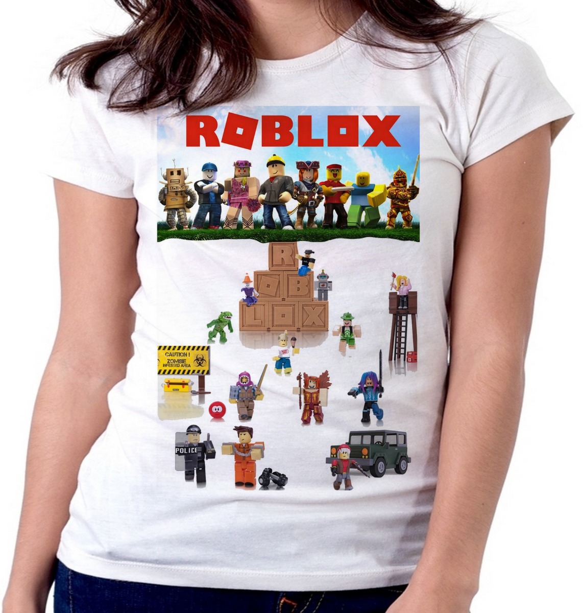 Blusa Feminina Baby Look Roblox Personagens Mapa Tamanho R 49 99 Em Mercado Livre - personagens roblox feminina