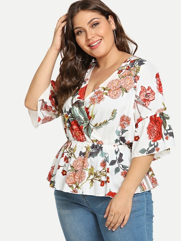 Blusa floreada, tallas Extra 2xl, tallas grandes L