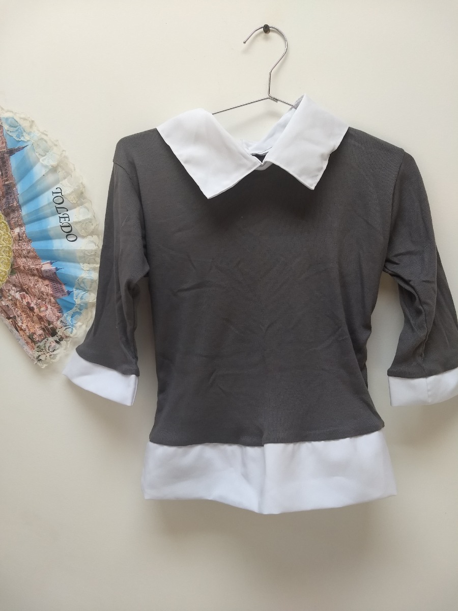 blusa gris mujer