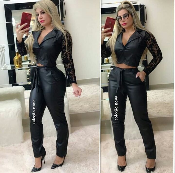 roupas em couro feminina