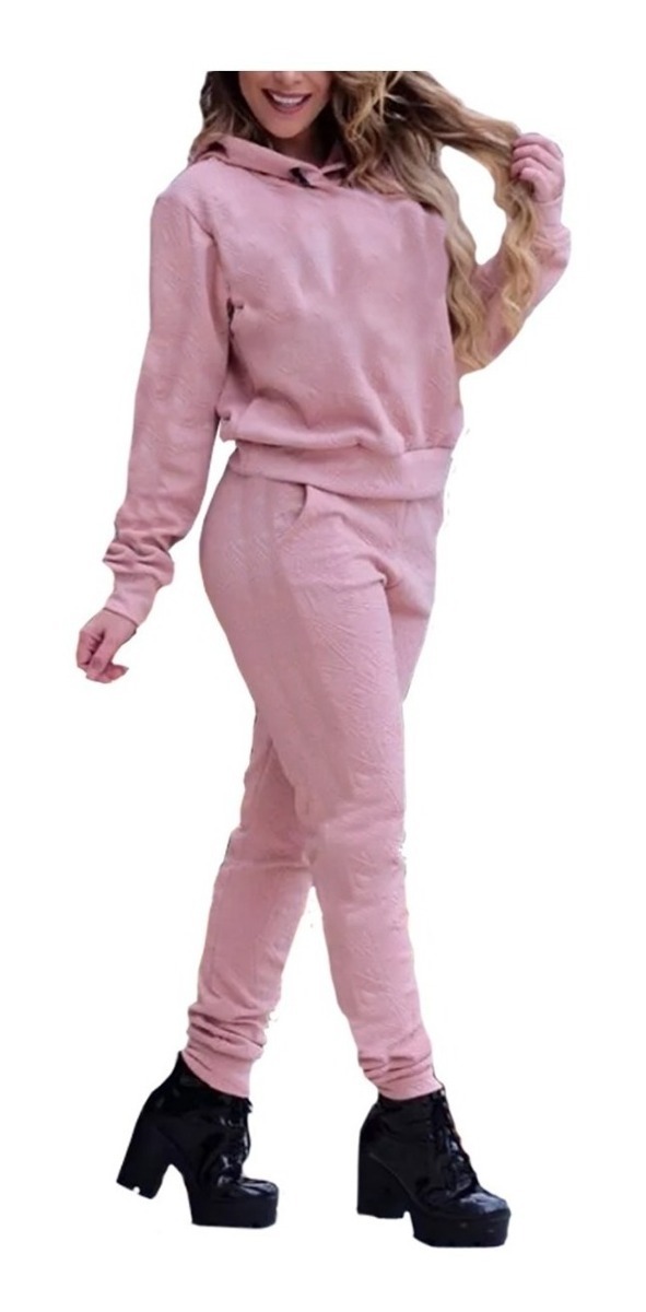 conjunto de moletom feminino rosa