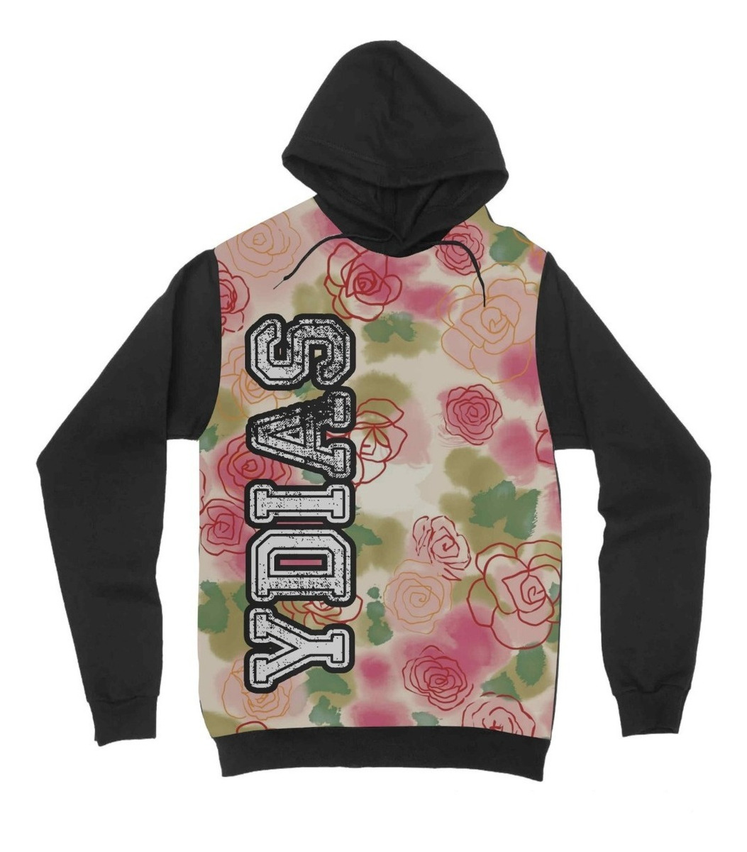 Blusa Moletom Floral Textura Colorida Colorful Rosa Inverno - R$ 99,90 em Mercado Livre