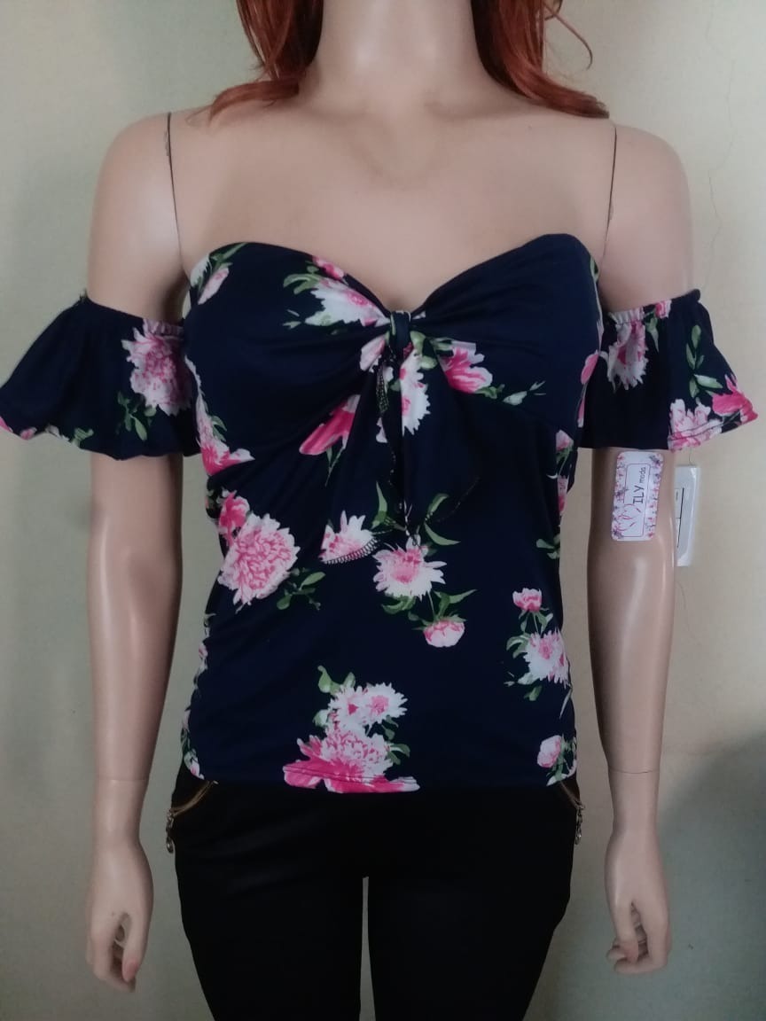 Blusa Cruzada con Olán y Flores