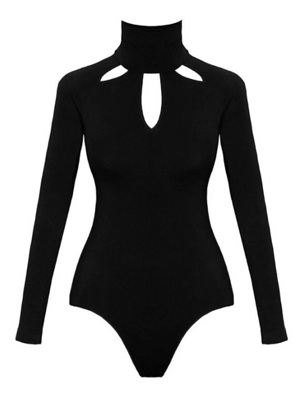 Body Manga Larga de Modal Cuello Alto