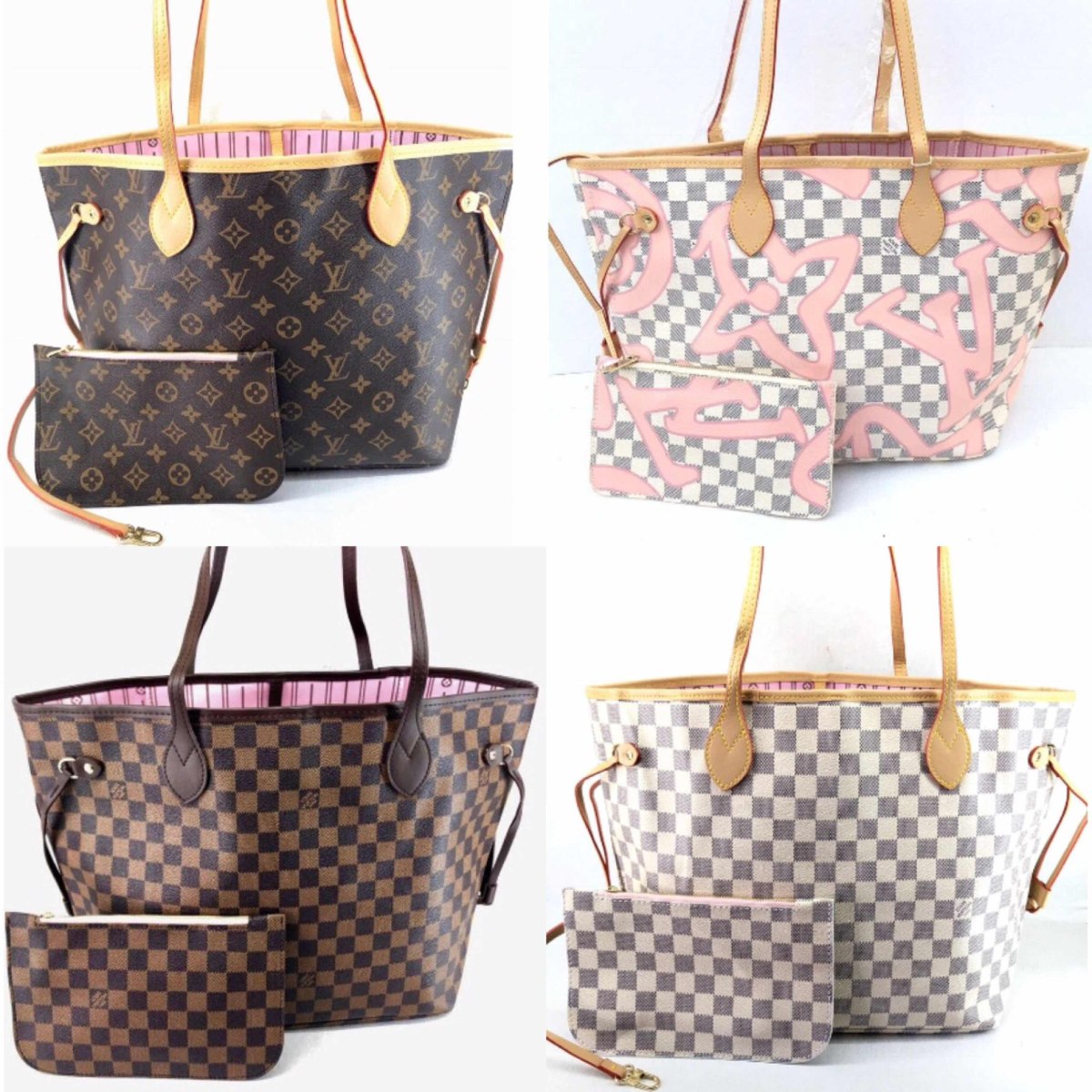 Bolsa Bolso Neverfull Lv Louis Vuitton Fondo Rosa Domino - $ 949.00 en Mercado Libre