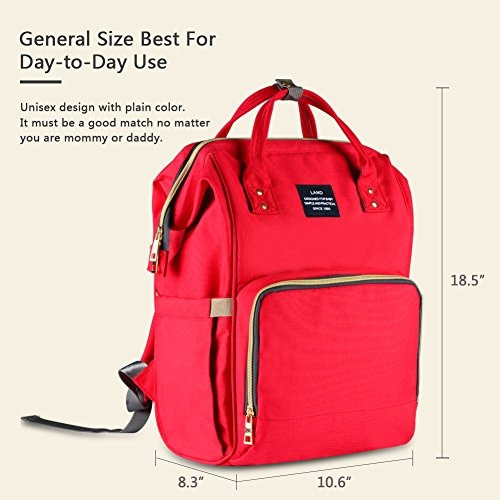 gran capacidad elegante y duradera Bolsa de pa/ñales multifunci/ón impermeable para el cuidado del beb/é color naranja HaloVa