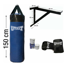 Bolsa Kick Boxing 150+relleno+guantines+venda+soporte/p+kit