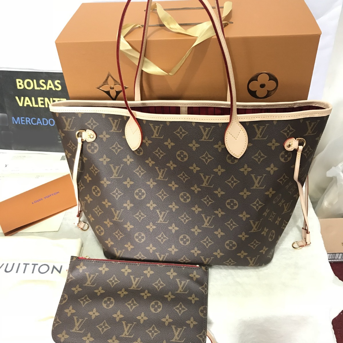 Bolsa Louis Vuitton Neverfull Monogram Mm Cereza Caja Factur - $ 8,999.00 en Mercado Libre