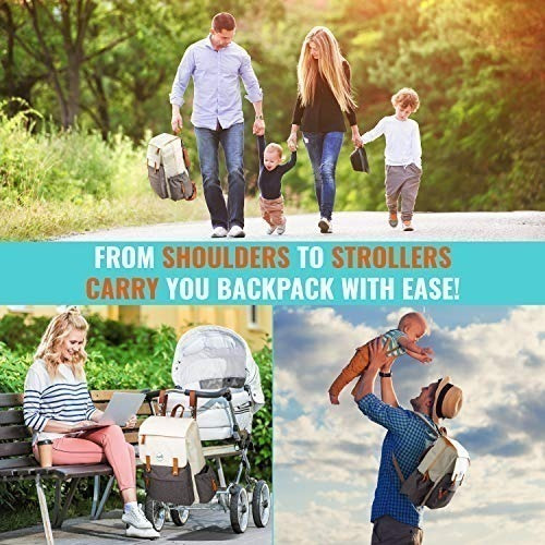 Large Multi-Function Diaper Back Pack with Changing Pad Durable Stylish Unisex Travel Organizer by AnyHug Cream Baby Diaper Bag Backpack Waterproof Nappy Changing Bag with Insulated Pockets