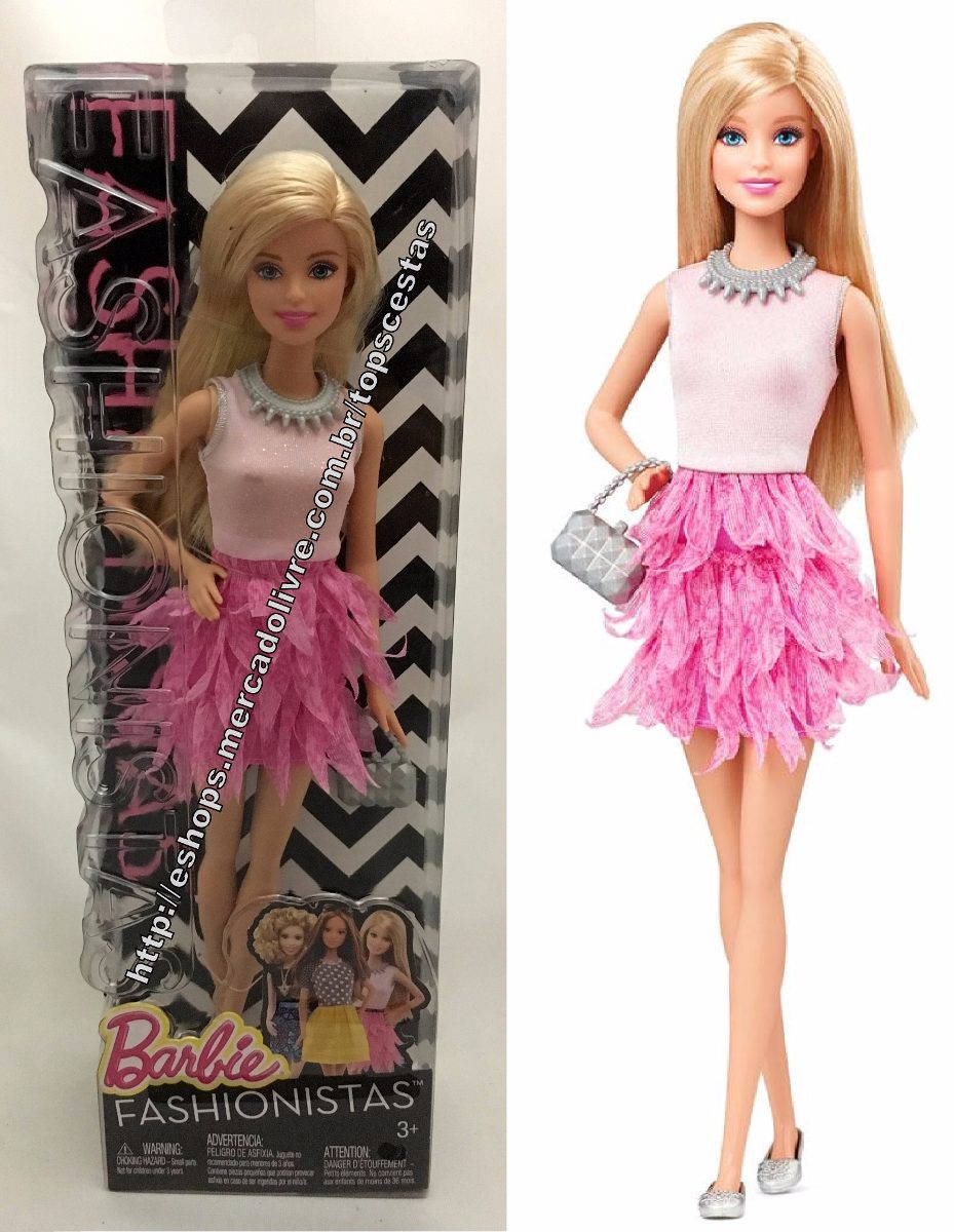 Boneca Barbie Fashionista Loira Vestido Rosa Original Boneca Barbie Fashionista Loira Vestido Rosa Original