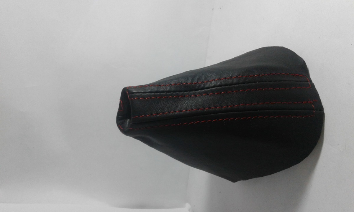 marco de pl/ástico con costuras blancas Funda para palanca de cambios de piel negra