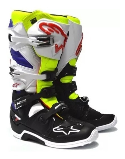 Bota Alpinestars Tech 7 - Branca/amarela/azul - R$ 1.889,00 em Mercado Livre