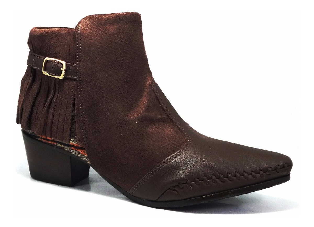 Bota Ankle Boots Couro Ramarim Cano Curto Com Salto Baixo - R$ 179,90 em Mercado Livre
