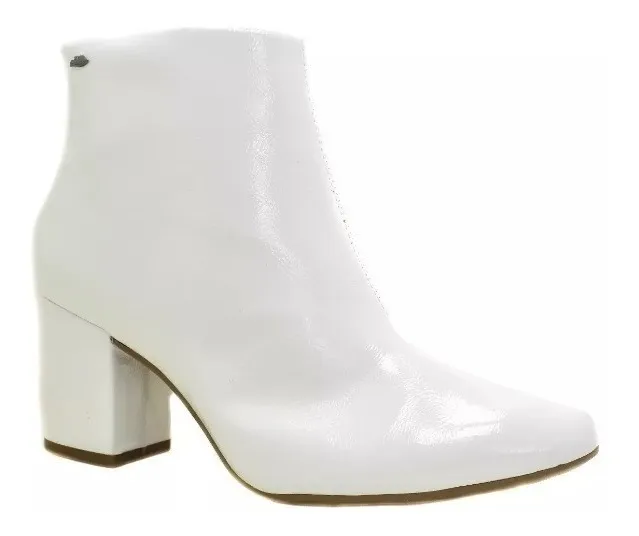 Exclusivo Shops | Bota Ankle Boots Dakota Verniz Branco 0011. - R$ 118,91