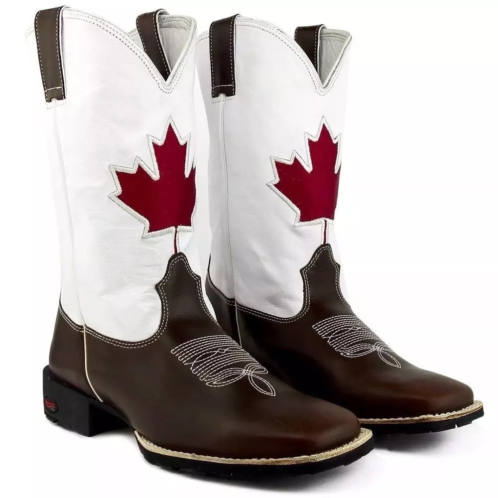 Bota Botina Country Masculina Couro Rodeio Bandeira Canadá - R$ 220,00 em Mercado Livre