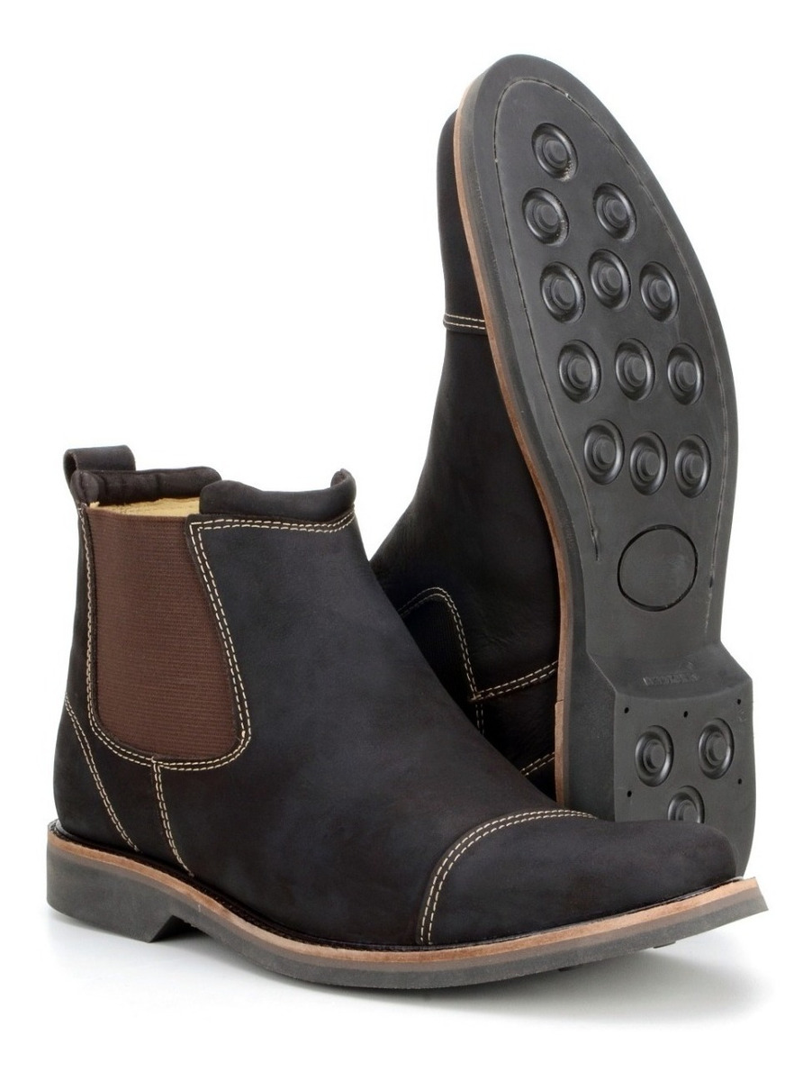 Bota Botina Masculina Country Couro Bico Redondo Blaqueada - R$ 179,90 em Mercado Livre