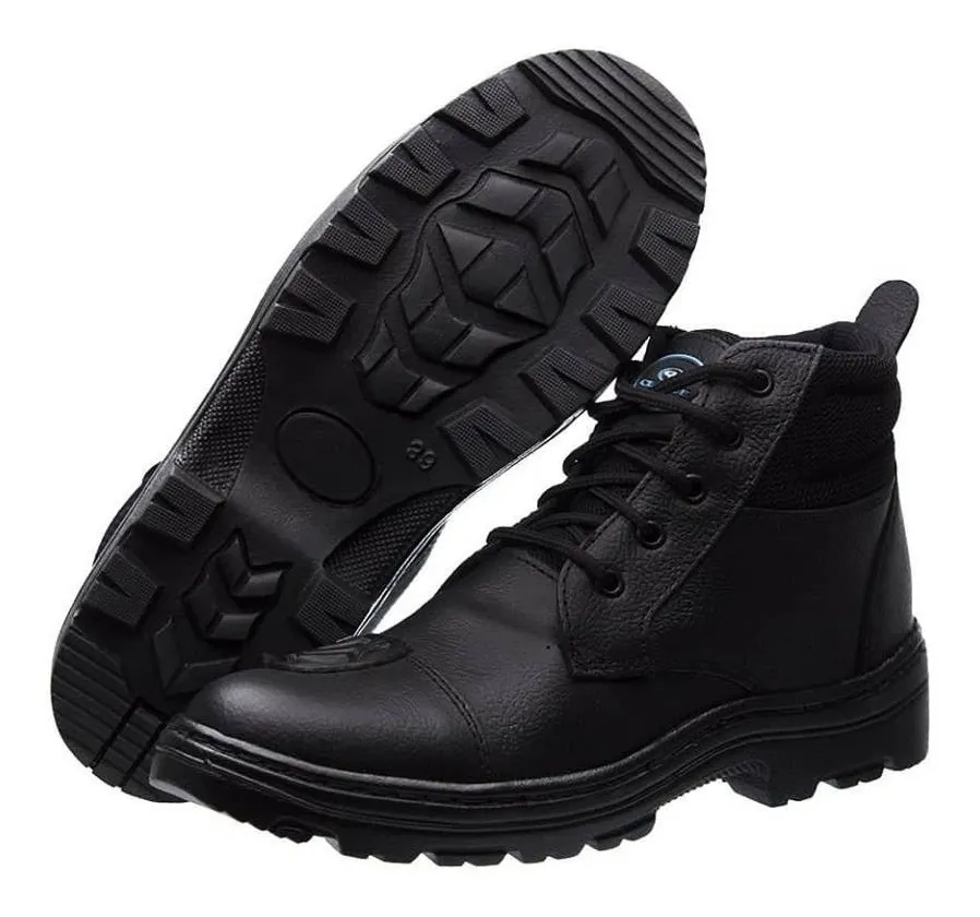 BOTINAS ONLINE | Bota Botina Sapato Couro Legitimo Segurança Obra Pedreiro Motoqueiro Confortavel Adventure Preta Passeio Promoçao Oferta - R$ 99,90