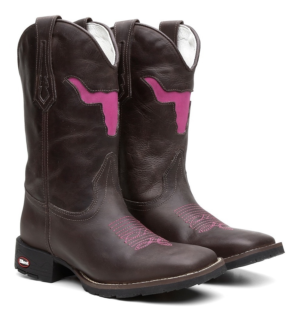 Bota Botina Texana Em Couro Feminina Bico Quadrado Promoção - R$ 199,99 em Mercado Livre