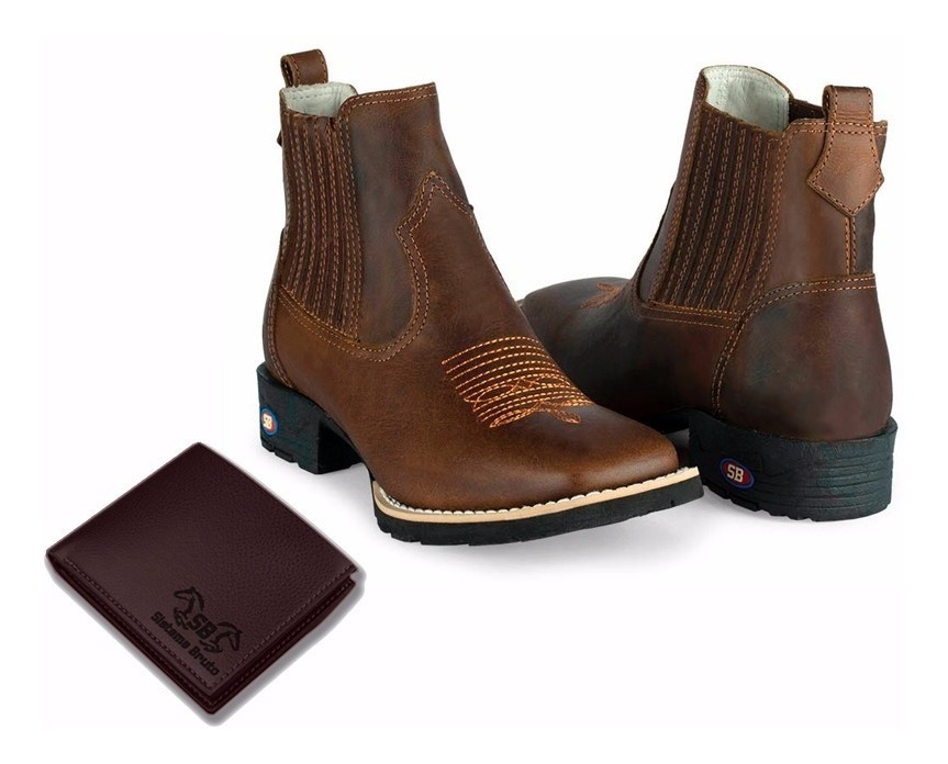 Bota Butina Texana Bico Quadrado E Carteira Sistema Bruto - R$ 209,90 em Mercado Livre