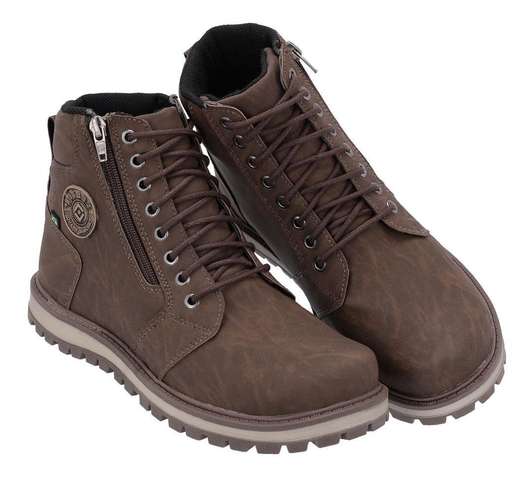 Bota Cano Curto Adventure Masculina Com Zíper E Cadarço 9013 - R$ 99,99 em Mercado Livre