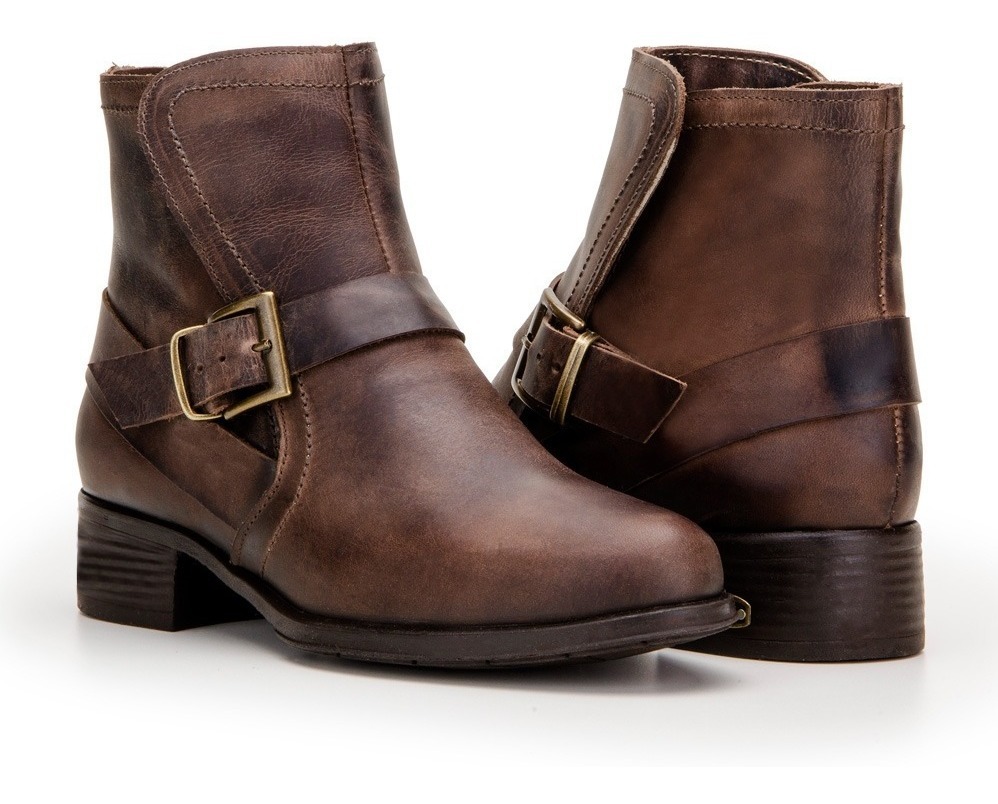 bota couro cano curto feminina