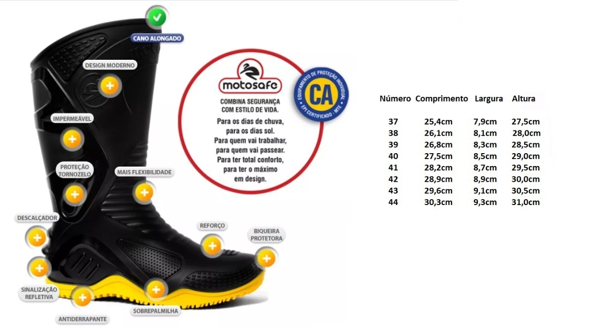 Bota Chuva Motosafe Sola Antiderrapante Motoboy - R$ 70,90 em Mercado Livre
