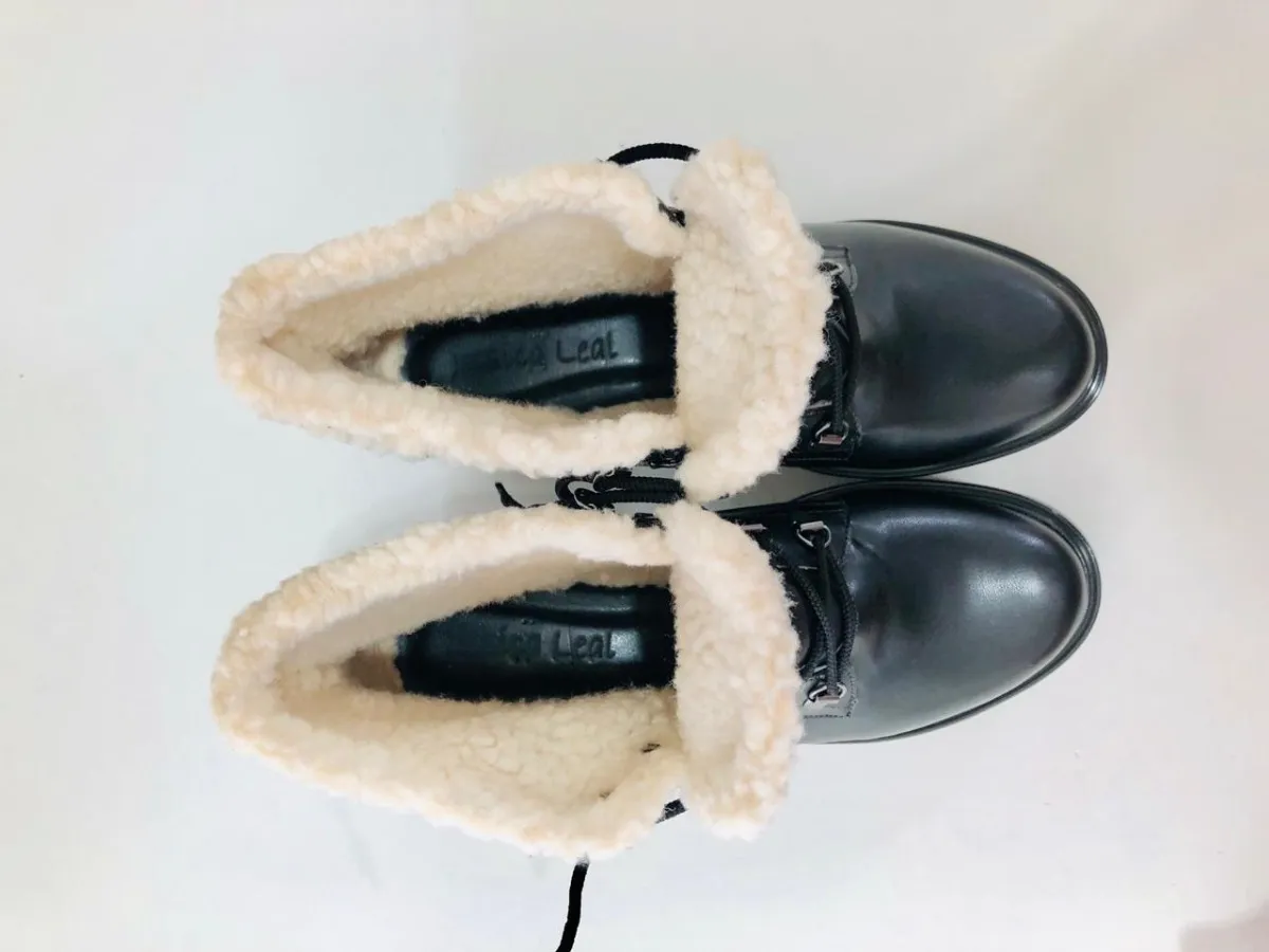 JHONILEAL | Bota Coturno Feminina Para Frio Intenso Com Pelo Dentro Neve - R$ 159,00