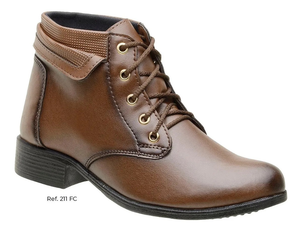 PISADA FORTE CALÇADOS | Bota Coturno Feminino Cano Curto Medio Com Ziper Lateral 211 - R$ 67,32