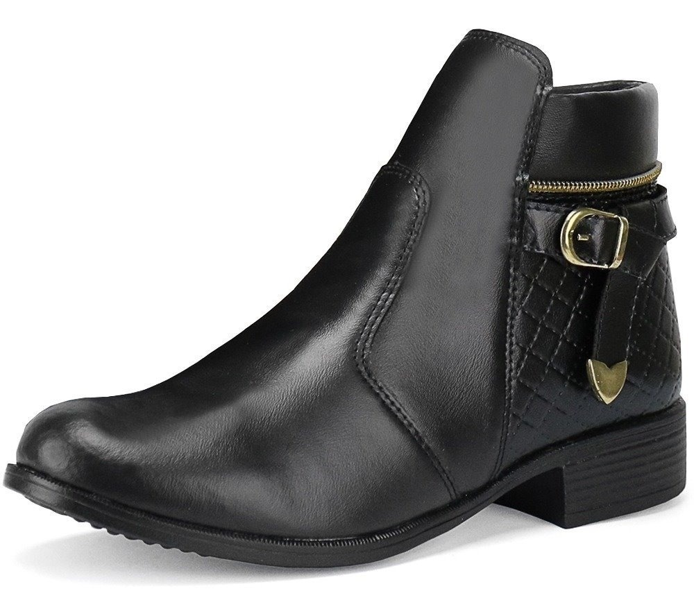 Bota Coturno Feminino Cano Curto Medio Com Ziper Lateral - R$ 79,90 em Mercado Livre