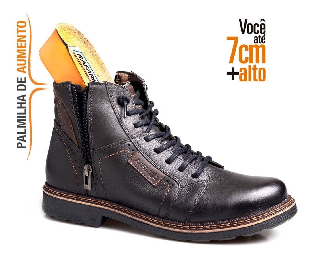 Bota Coturno Masculino Rafarillo Alth Aumenta Altura Couro - R$ 249,00 em Mercado Livre