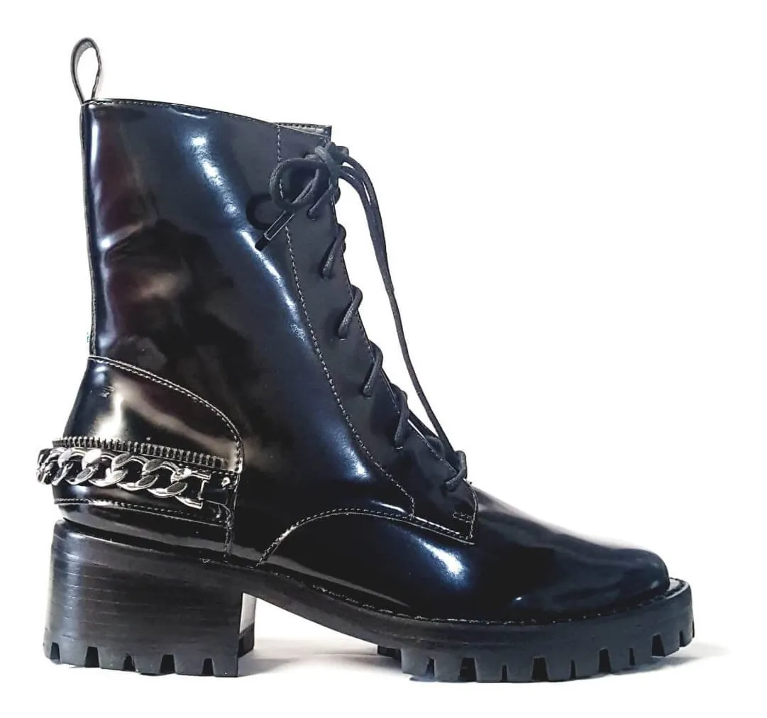 bota coturno verniz salto baixo