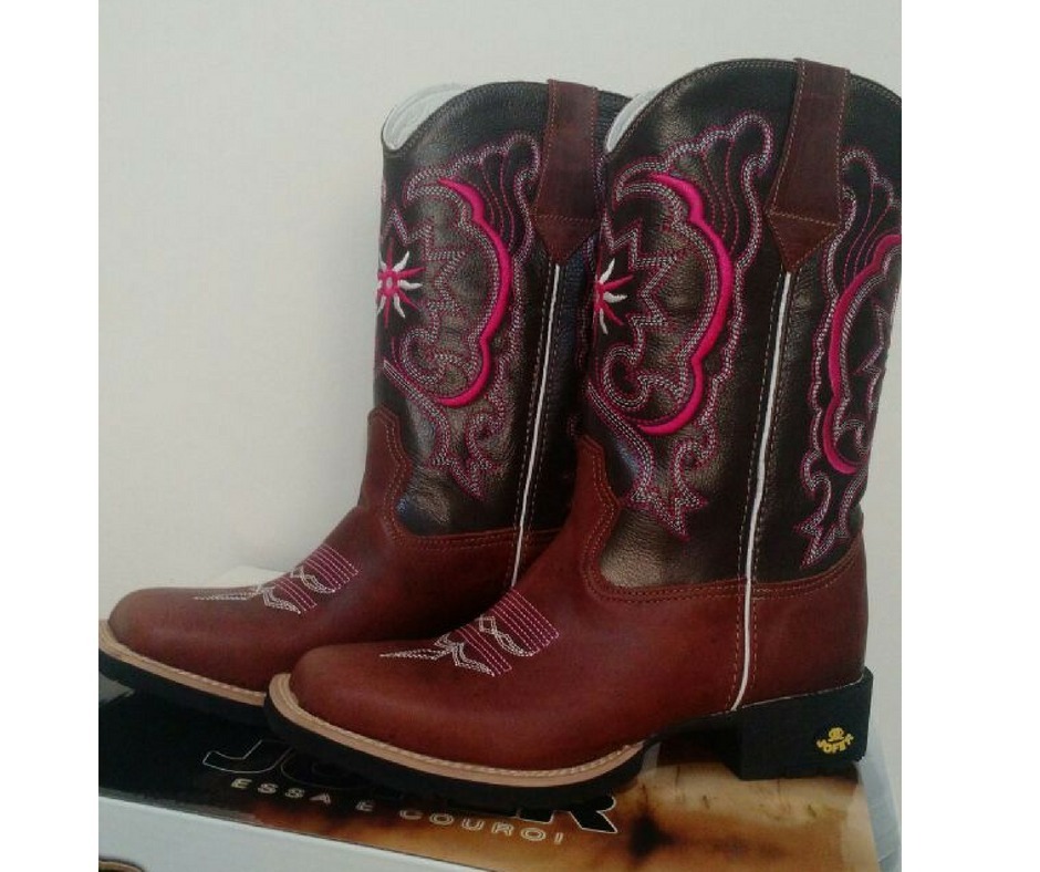 Bota Country Feminina Em Couro Legítimo Feminina Cano Alto - R$ 290,00 em Mercado Livre