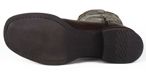 Bota Country Feminina Tucson Bico Quadrado Café E Verde - R$ 309,80 em Mercado Livre