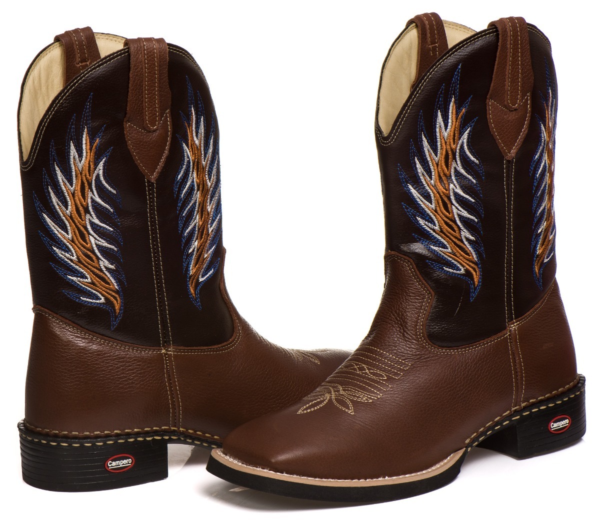 Bota Country Masculina Bico Quadrado 100% Couro Frete Grátis - R$ 219,00 em Mercado Livre