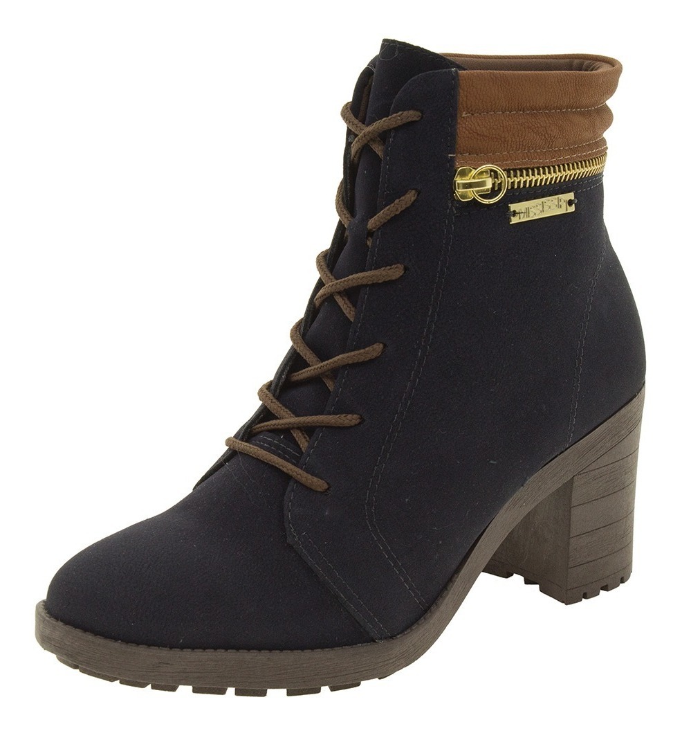 Bota Feminina Cano Baixo Azul/camel Mississipi - X6282 - R$ 59,99 em Mercado Livre
