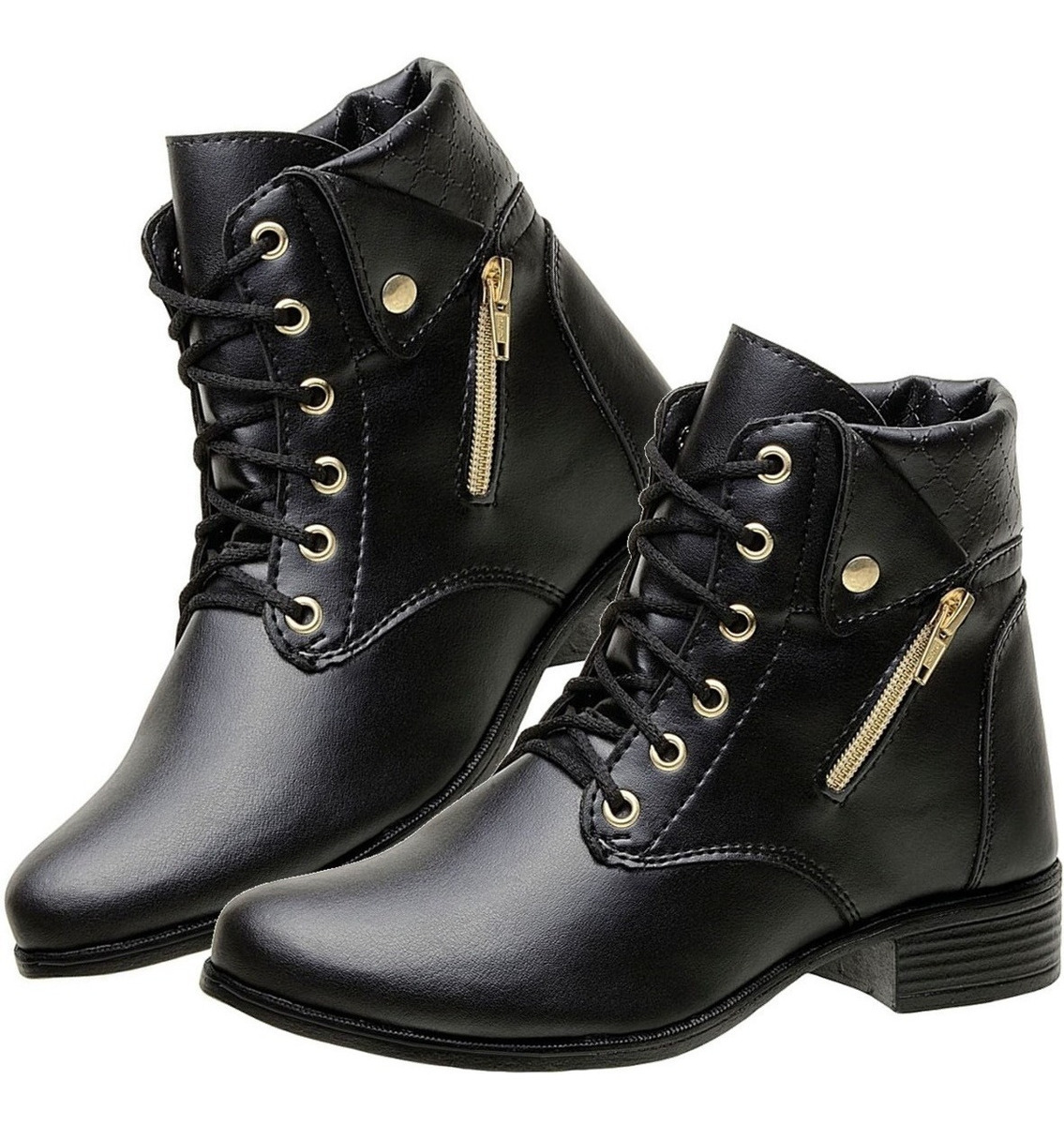 As Melhores Marcas De Botas Femininas Bota Feminina Cano Curto Couro Preto Inverno 2019 - R$ 59,90 em Mercado