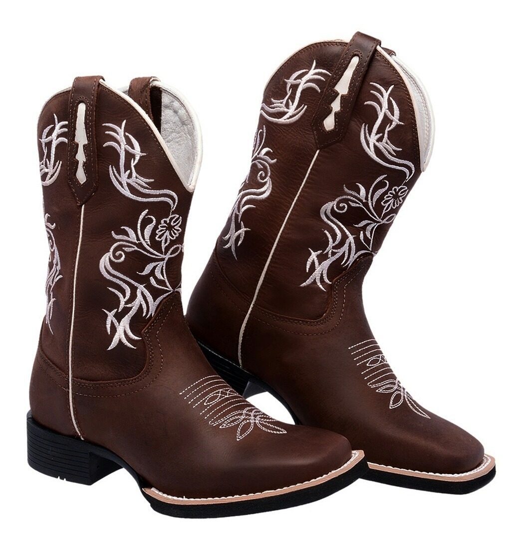 As Melhores Marcas De Botas Femininas Bota Feminina Country Texana Couro Legítimo Texasking - R$ 279,90 em