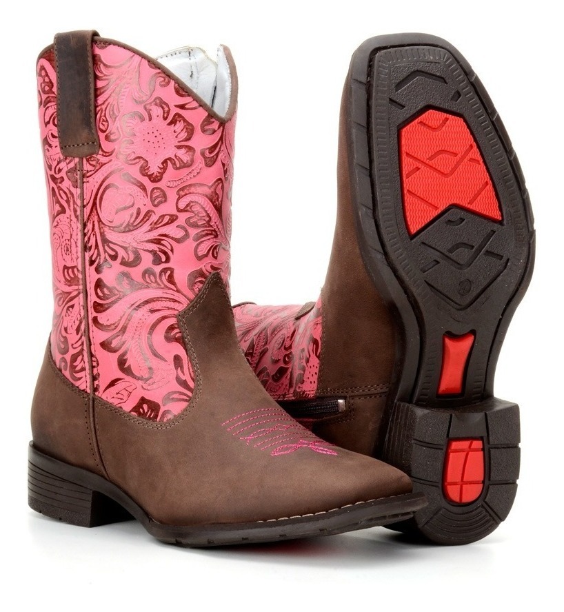 Bota Feminina Infantil Texana Country Western Couro 4country - R$ 199,90 em Mercado Livre
