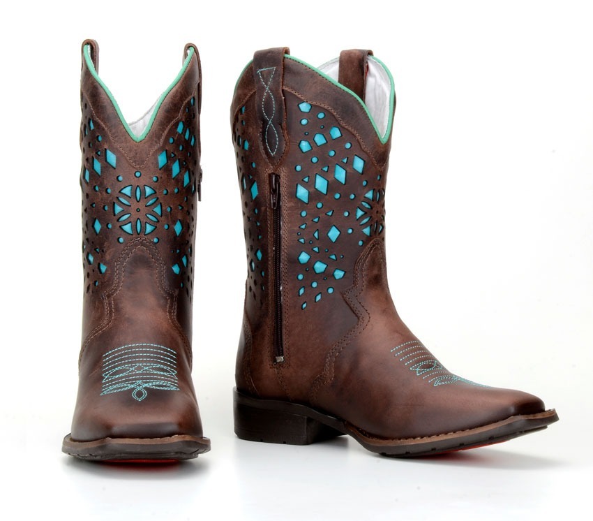 Bota Feminina Montaria Country Rodeio Western Couro Capelli - R$ 289,90 em Mercado Livre