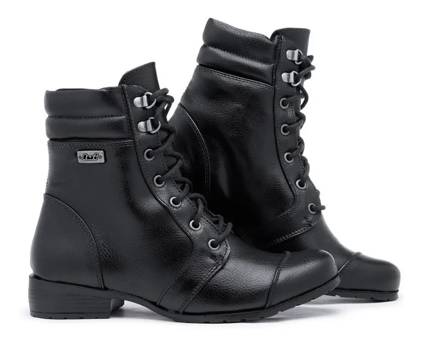 Bota Feminina Motoqueira Militar Civíl Couro Ecológico Free - R$ 82,50 em Mercado Livre