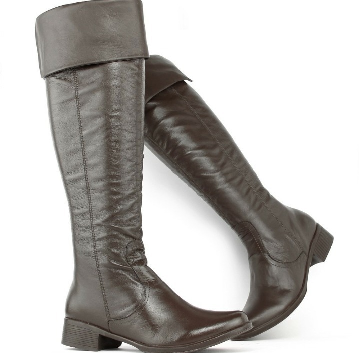 Bota Feminina Over Montaria Couro Legitimopelica Ziper Later - R$ 259,00 em Mercado Livre