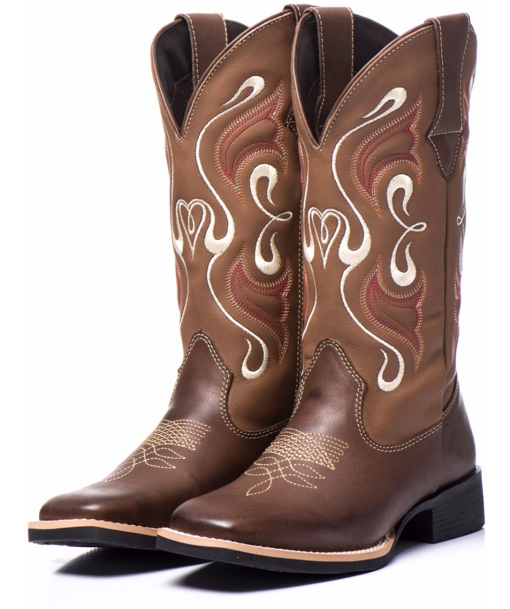 Bota Feminino Texanas Couro Legítimo Promoção Country Peão - R$ 159,90 em Mercado Livre