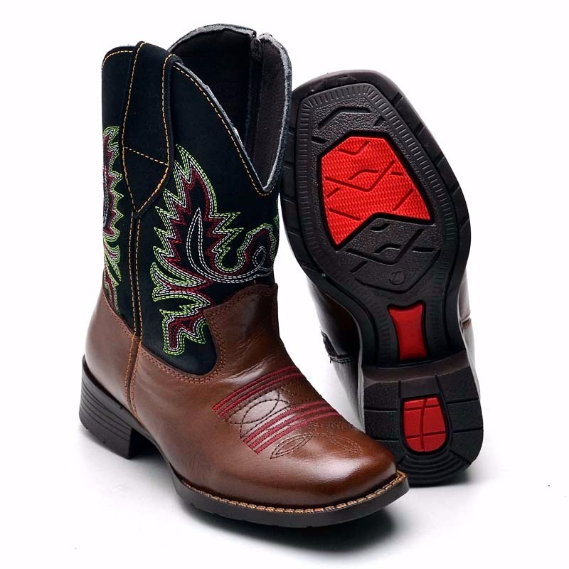 Bota Infantil Country Masculina Texana Kids Couro Peão Bruto - R$ 119,90 em Mercado Livre