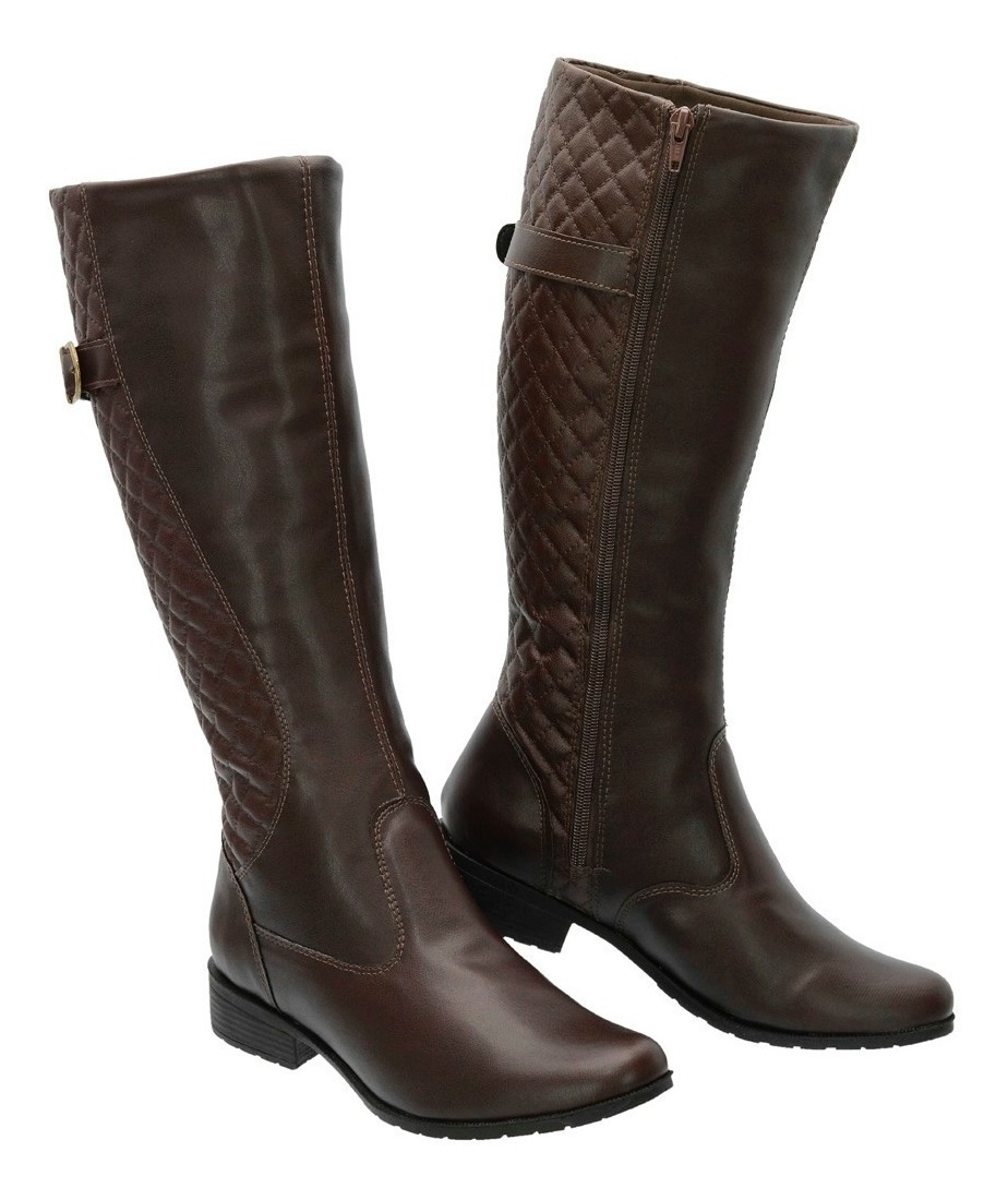 As Melhores Marcas De Botas Femininas Bota Montaria Feminina Cano Longo Com Fivela Khaata Ref 232 - R$ 69,00