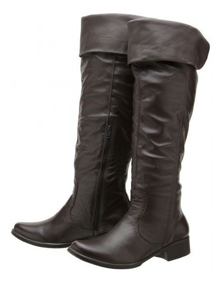 Bota Over The Knee Feminina Rasteira Textura Inverno Couro - R$ 249,00 em Mercado Livre