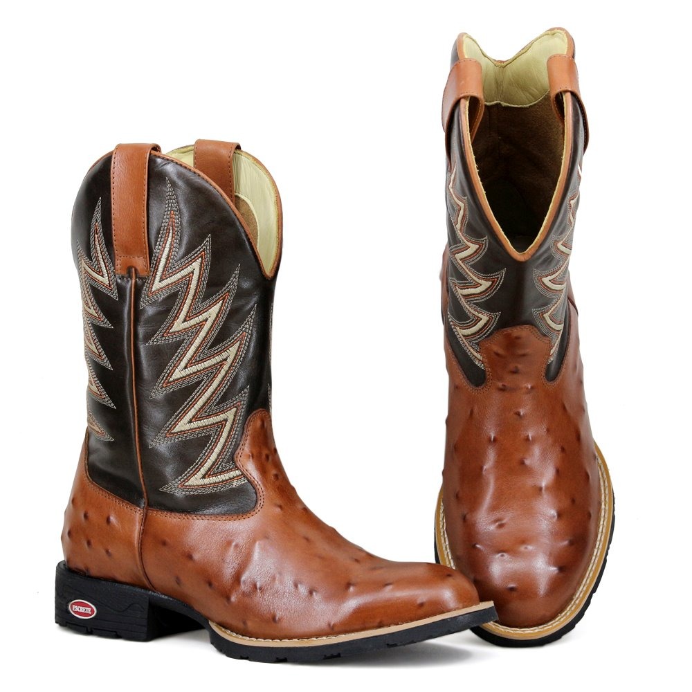 Bota Texana Masculina - Couro Estampa Avestruz Lançamento - R$ 269,99 em Mercado Livre